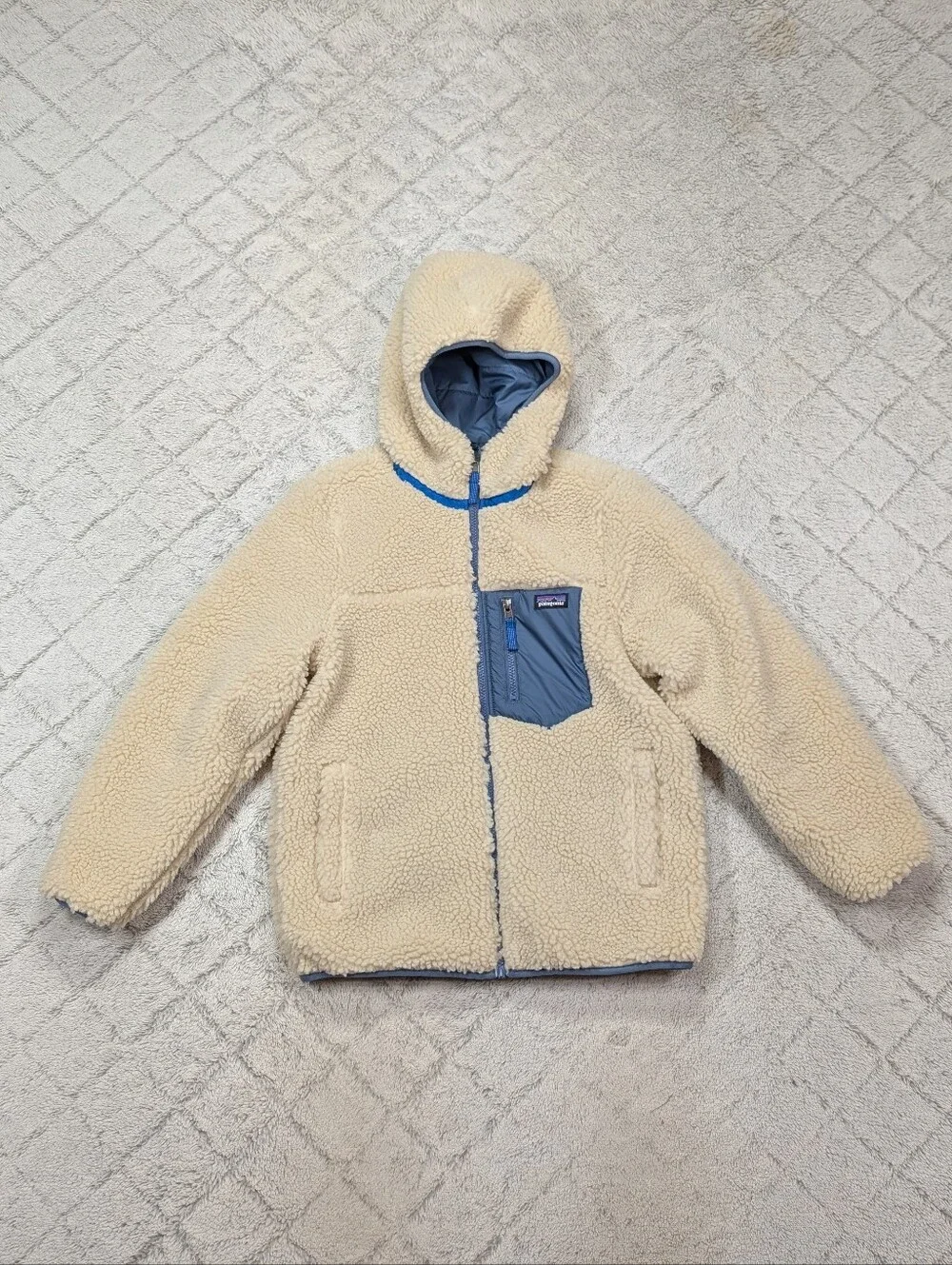 Patagonia Jacket Kids L 12 Blue Utility Reversible Ready Freddy Hoody Full Zip